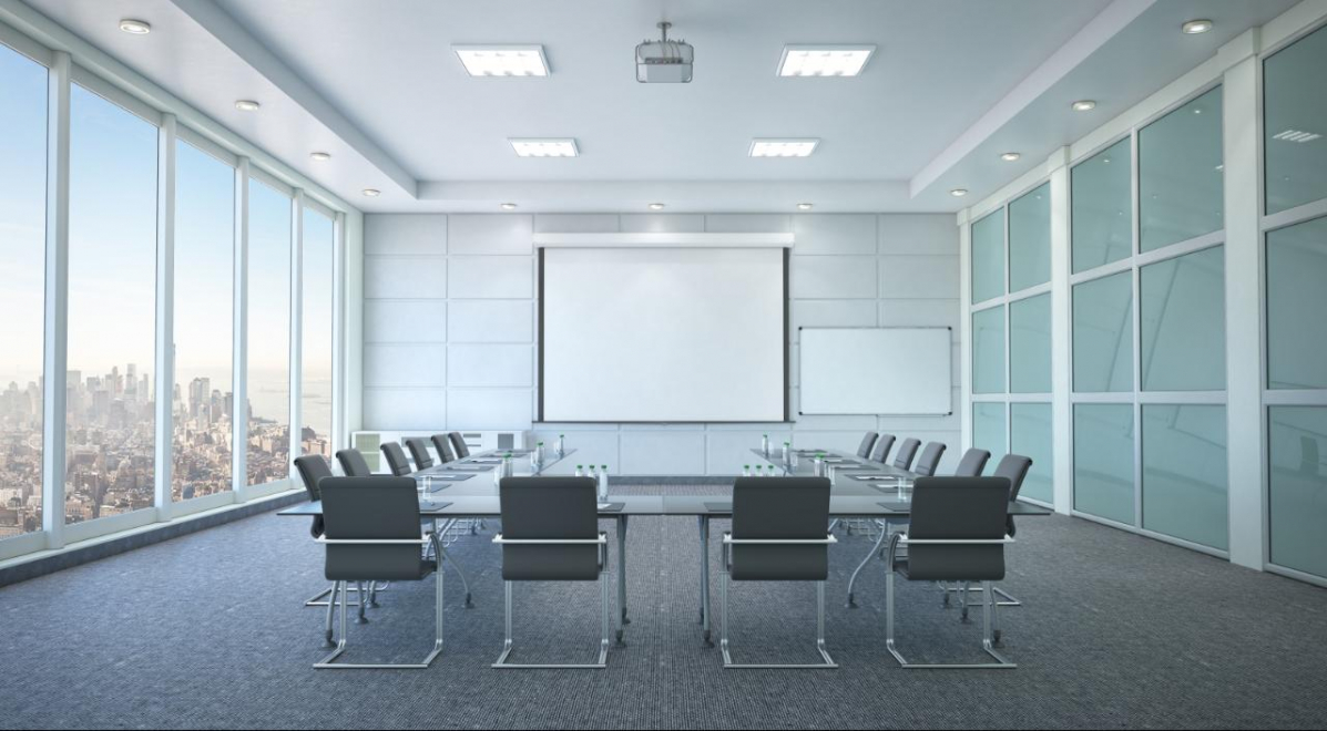 Conference room with audio visual setup