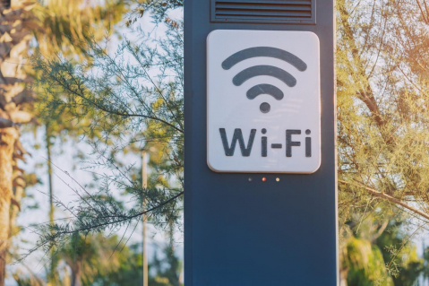 Wi-fi access point for wireless connection and digital communication in city park